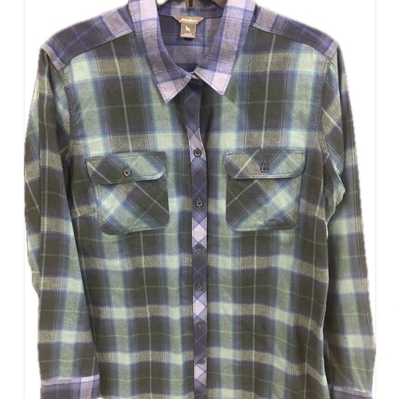 Eddie Bauer Plaid Button-Down Shirt in Blue and Green - Picture 1 of 3